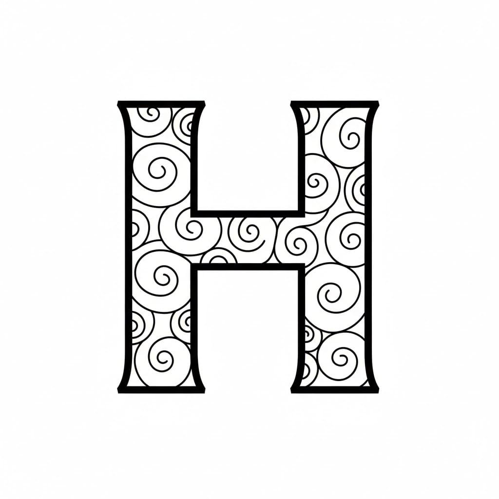 Bokstaven H er litt vridd fargelegging