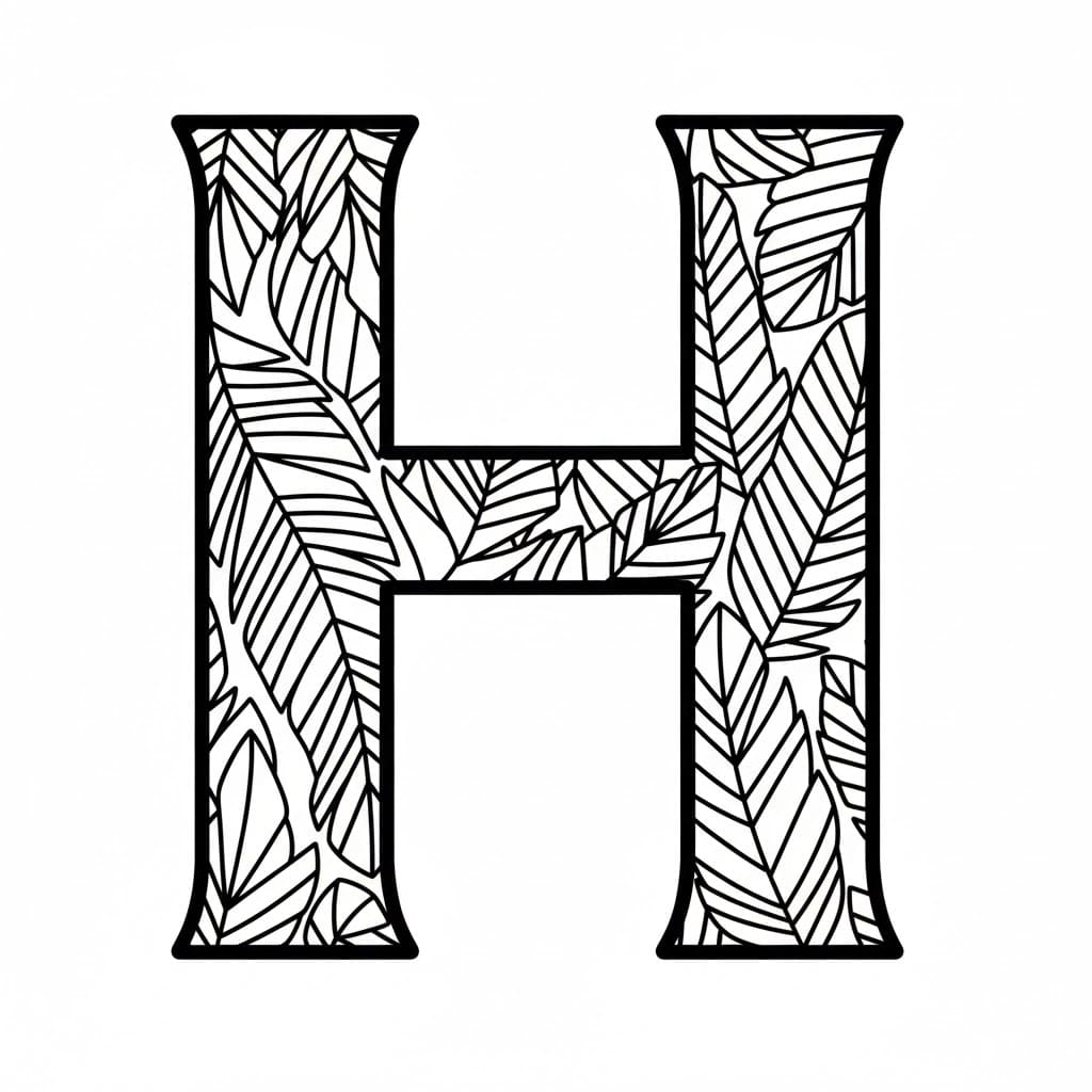 Bokstaven H fjær fargelegging