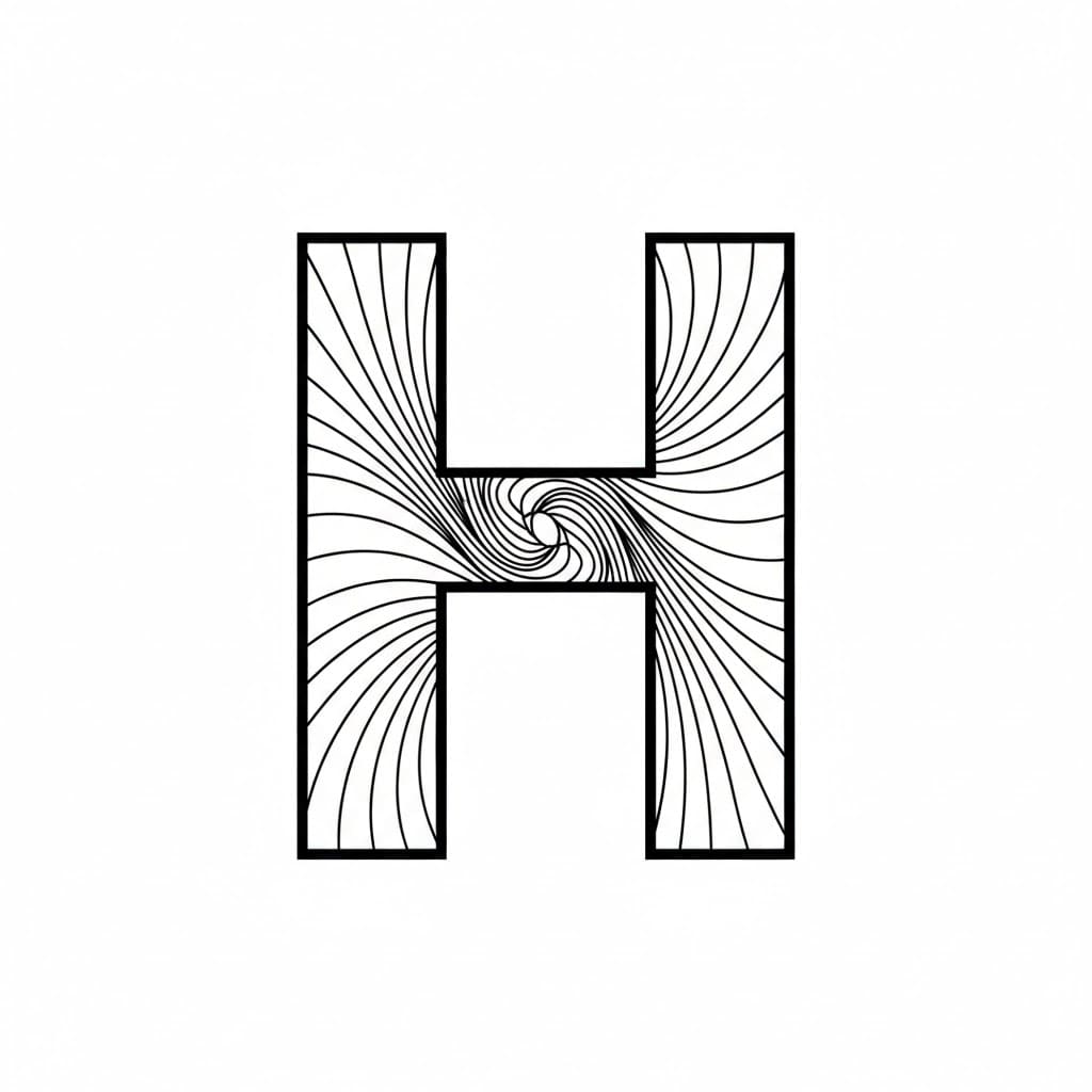 Bokstaven H illusjon fargelegging