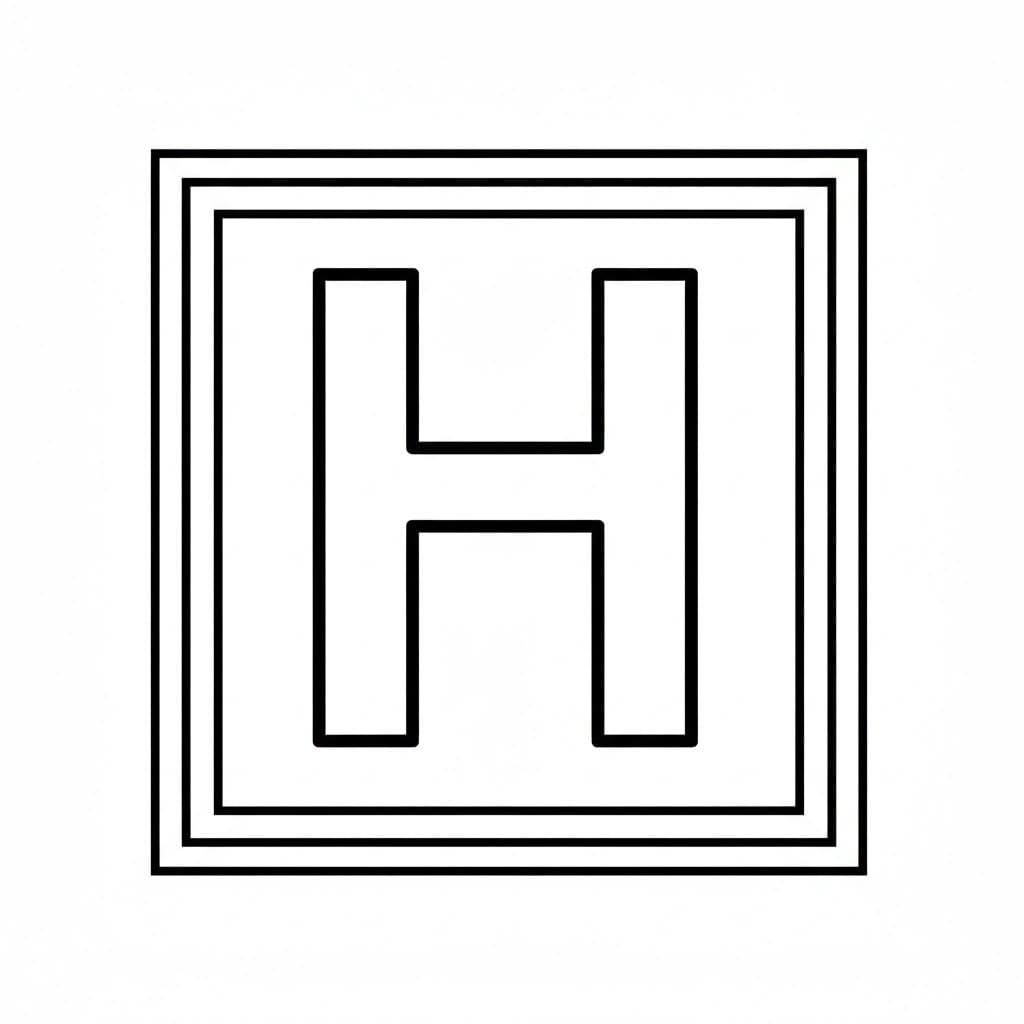 Bokstaven H med dobbel kant fargelegging