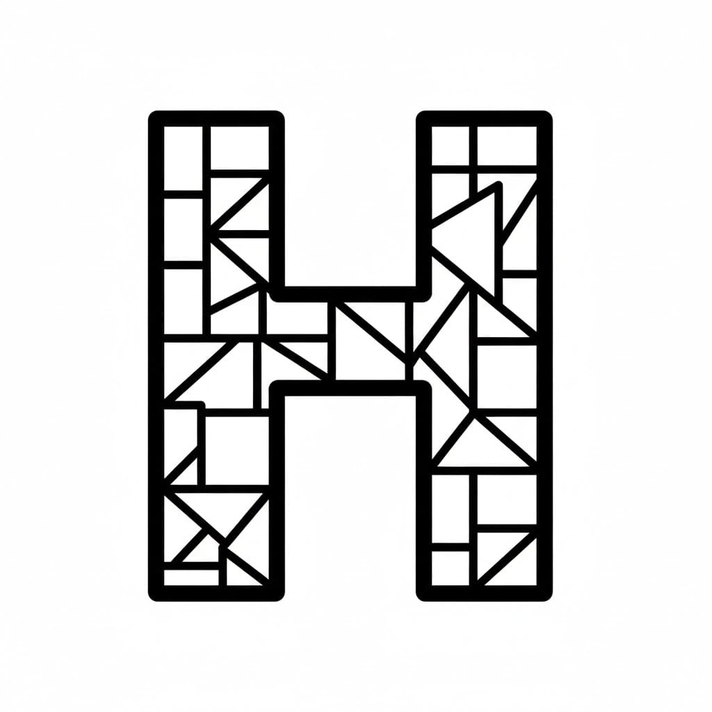 Bokstaven H mosaikk fargelegging