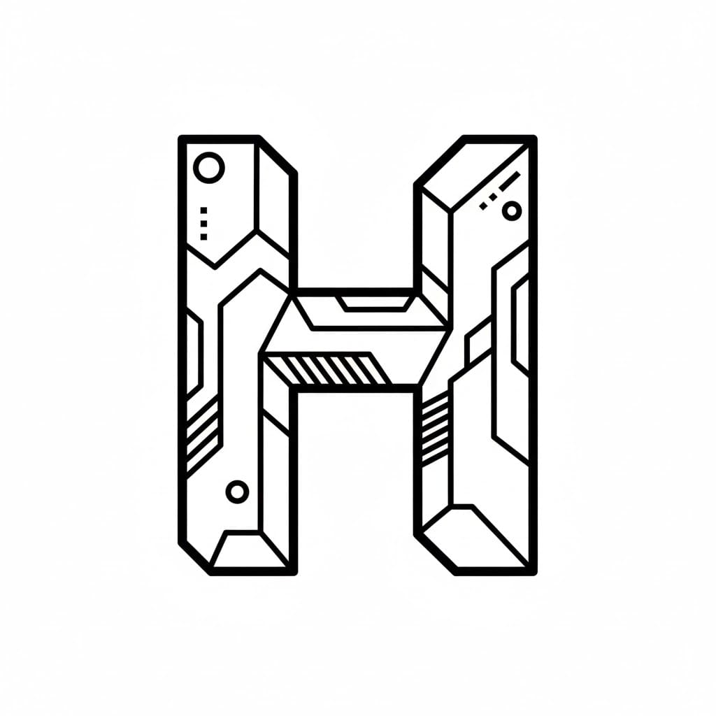Bokstaven H robotblokk fargelegging
