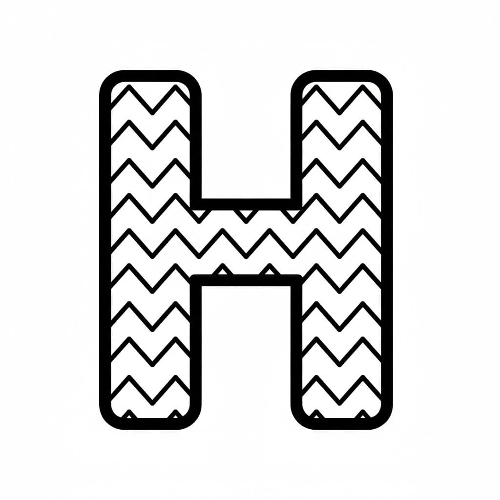 Bokstaven H sikksakk fargelegging