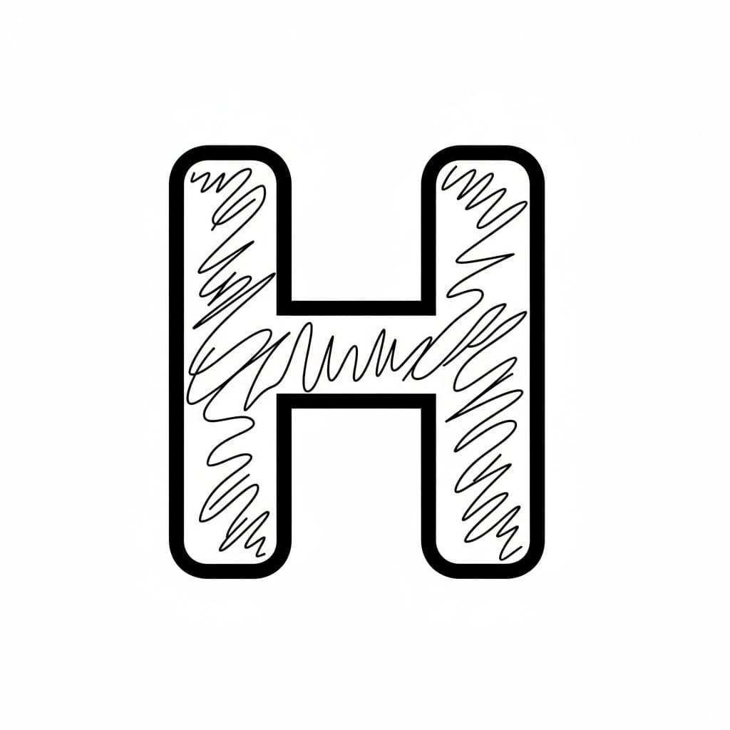 Bokstaven H-tegning fargelegging