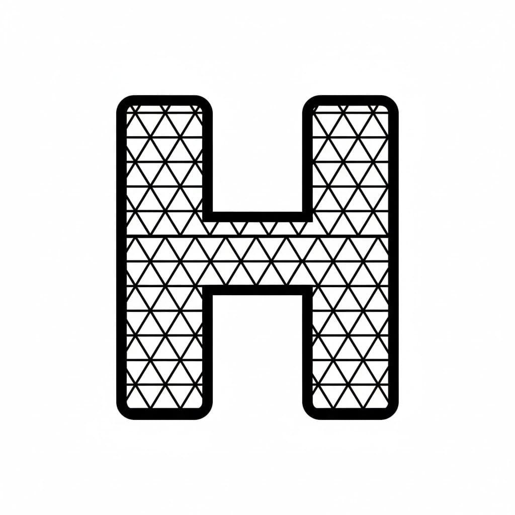 Bokstaven H trekant fargelegging