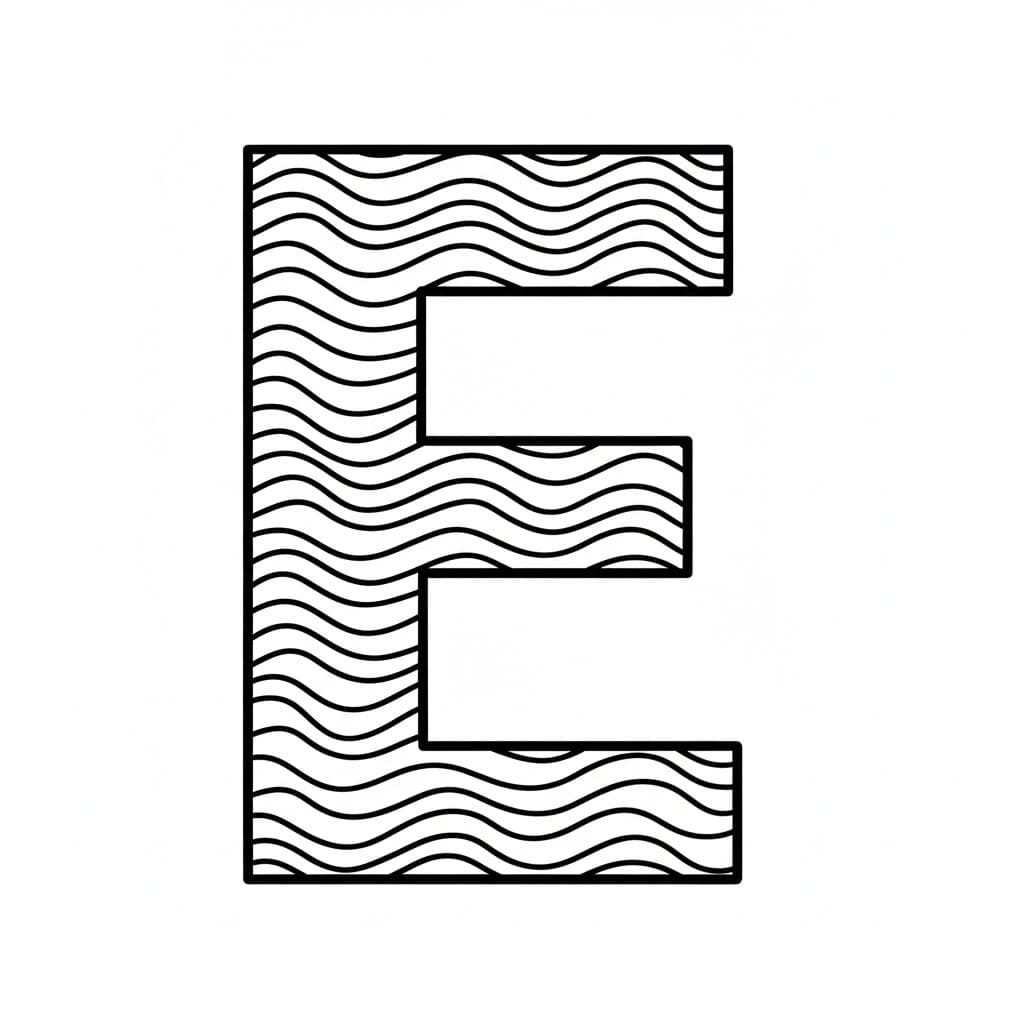 Bølget bokstav E fargelegging