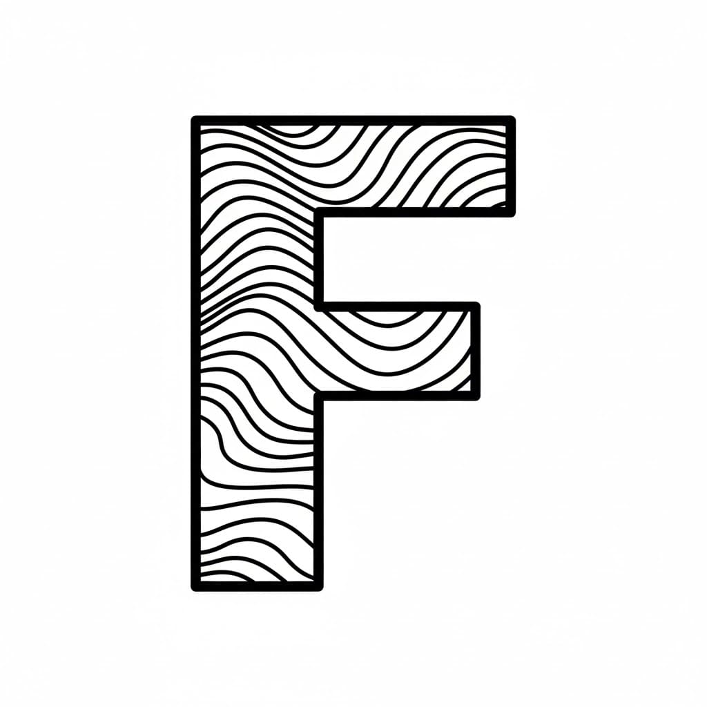 Bølget bokstav F fargelegging