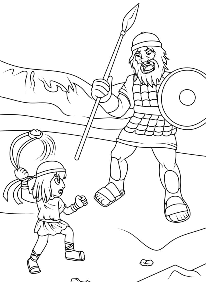 David og Goliat animasjon fargelegging