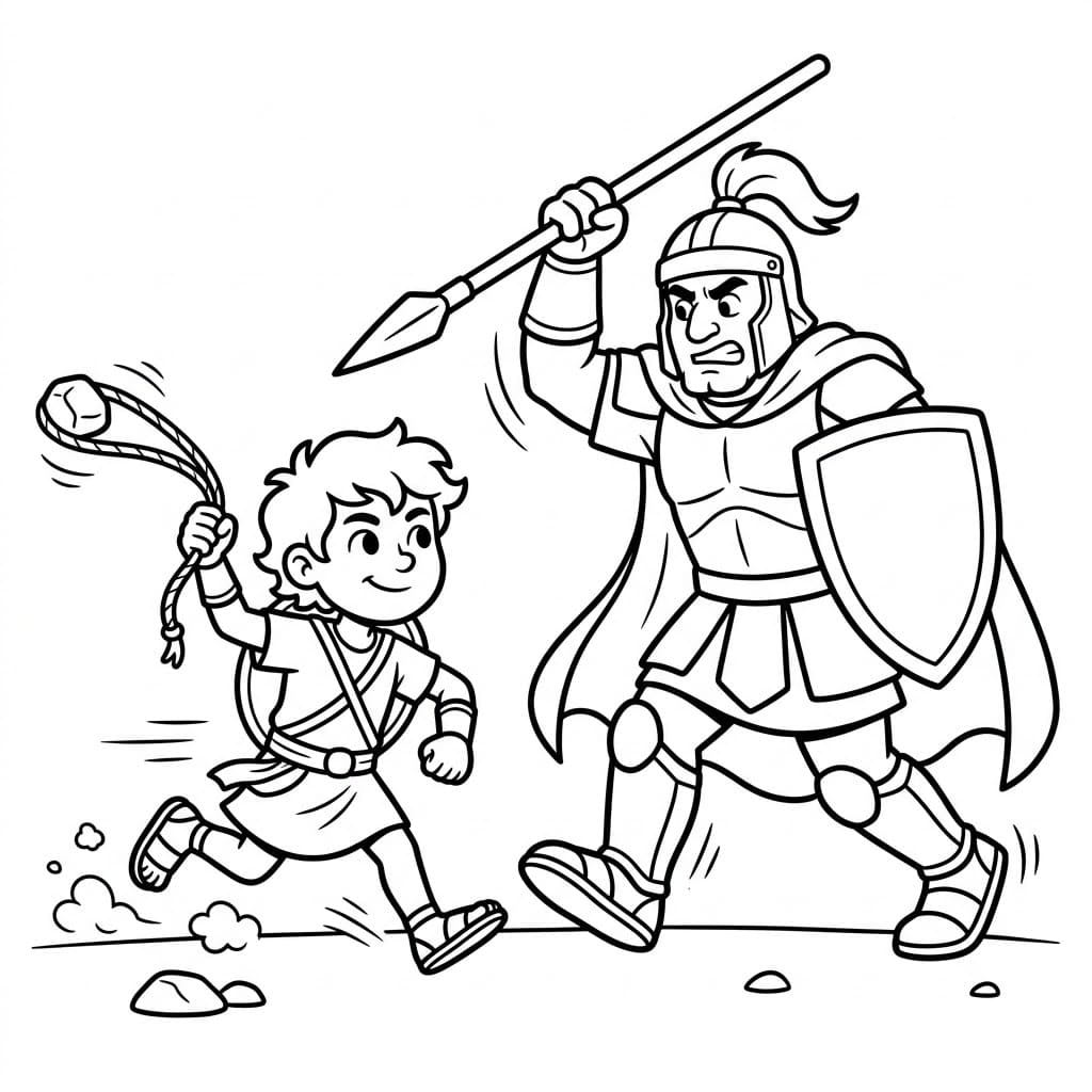 David og Goliat Det avgjørende kastet fargelegging
