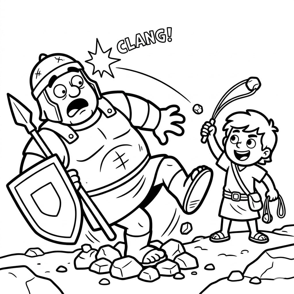 David og Goliat Kjempen faller fargelegging