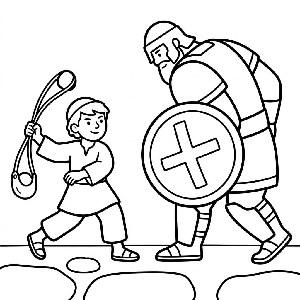 David og Goliat Mot i bevegelse fargelegging