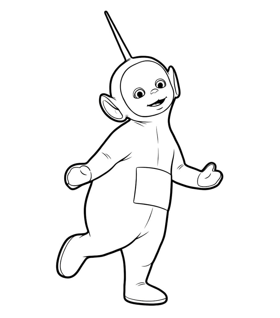 Dipsy fra Teletubbiene er glad fargelegging