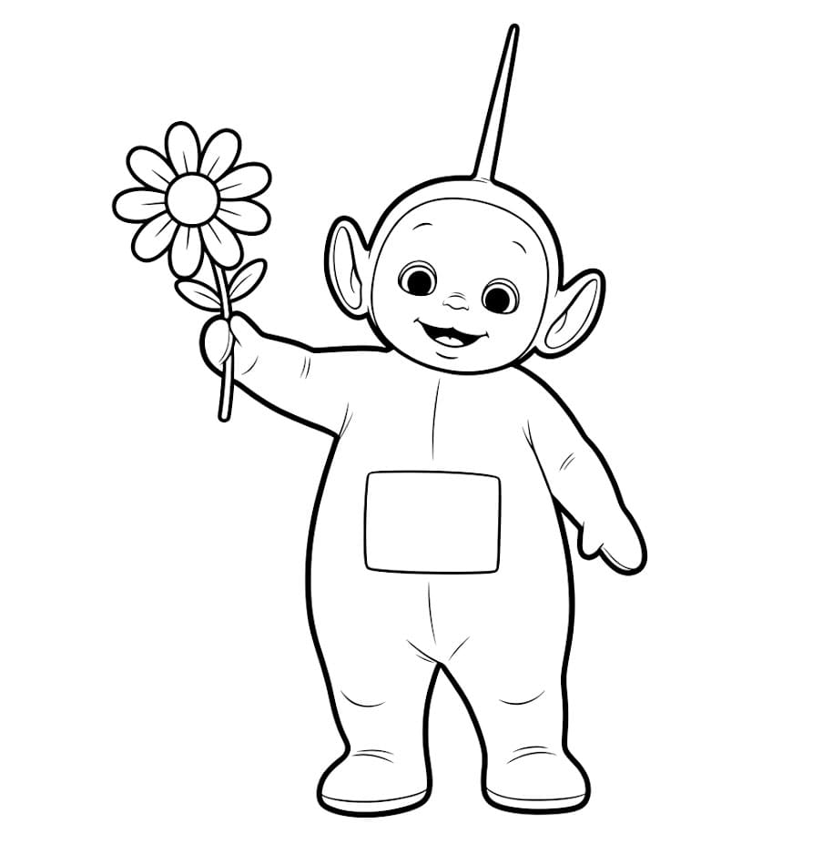 Dipsy holder en blomst fargelegging