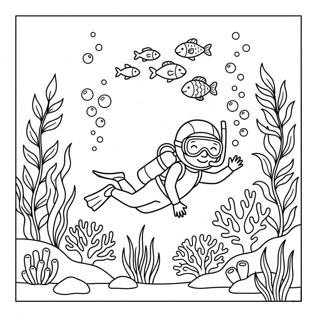 Dykking blant sjøplanter fargelegging