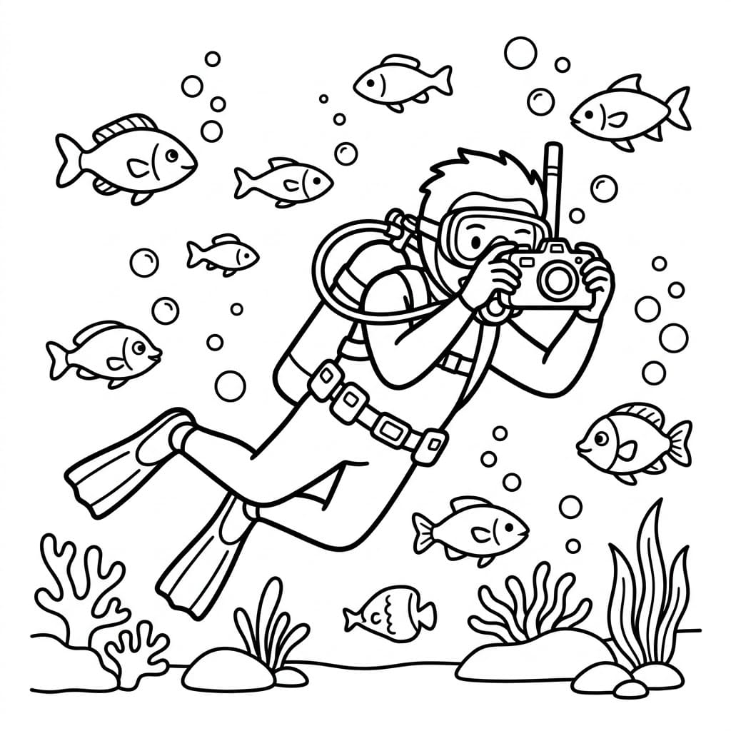 Dykking fotomoment fargelegging