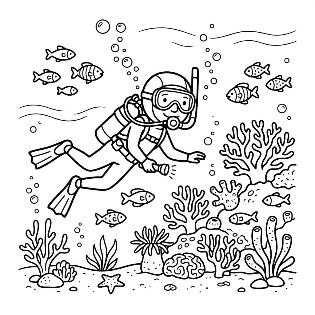 Dykking havutforsker fargelegging