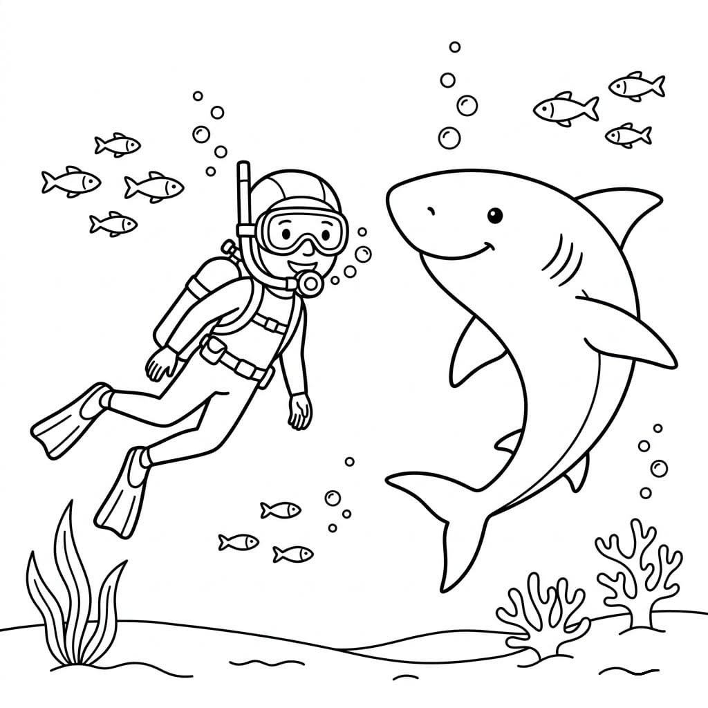 Dykking med hai fargelegging