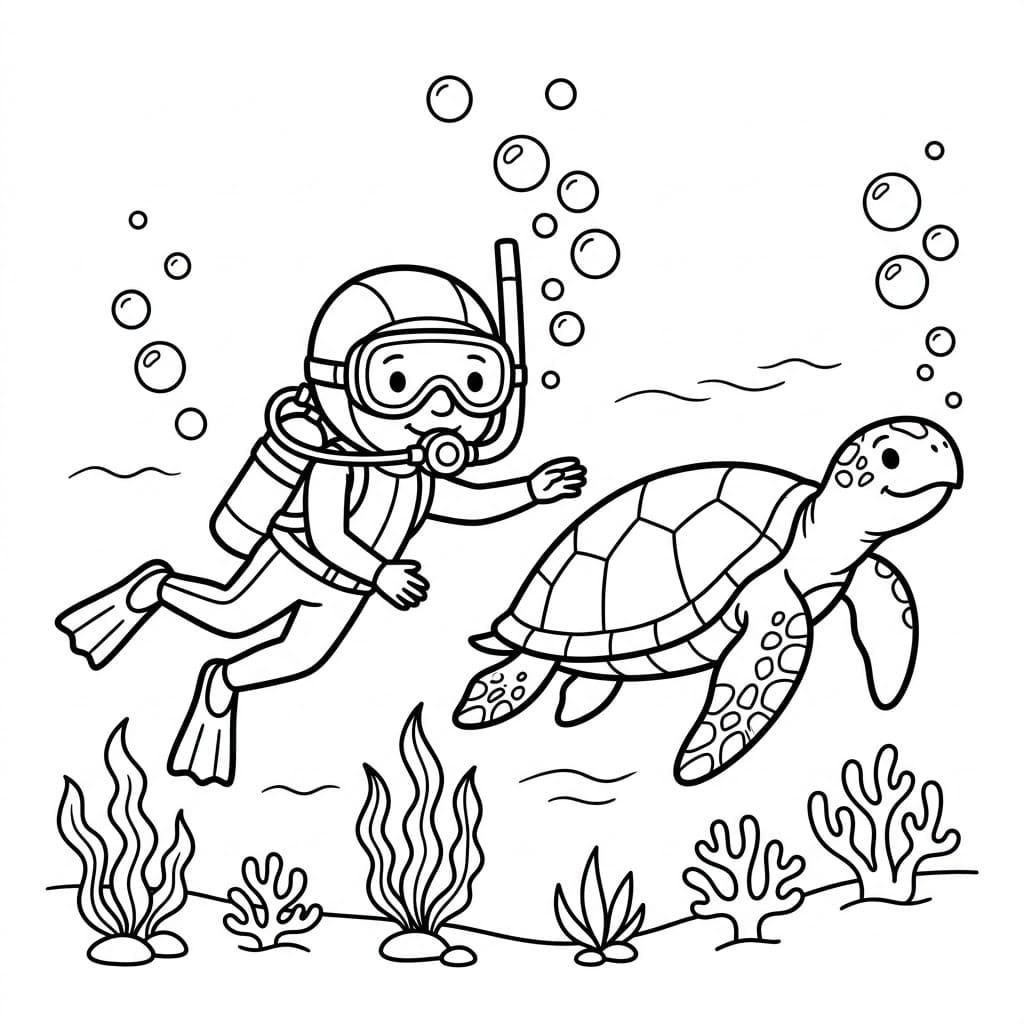 Dykking med havskilpadde fargelegging