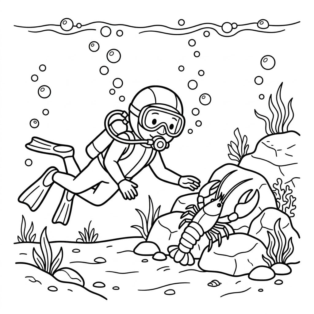 Dykking med hummer fargelegging