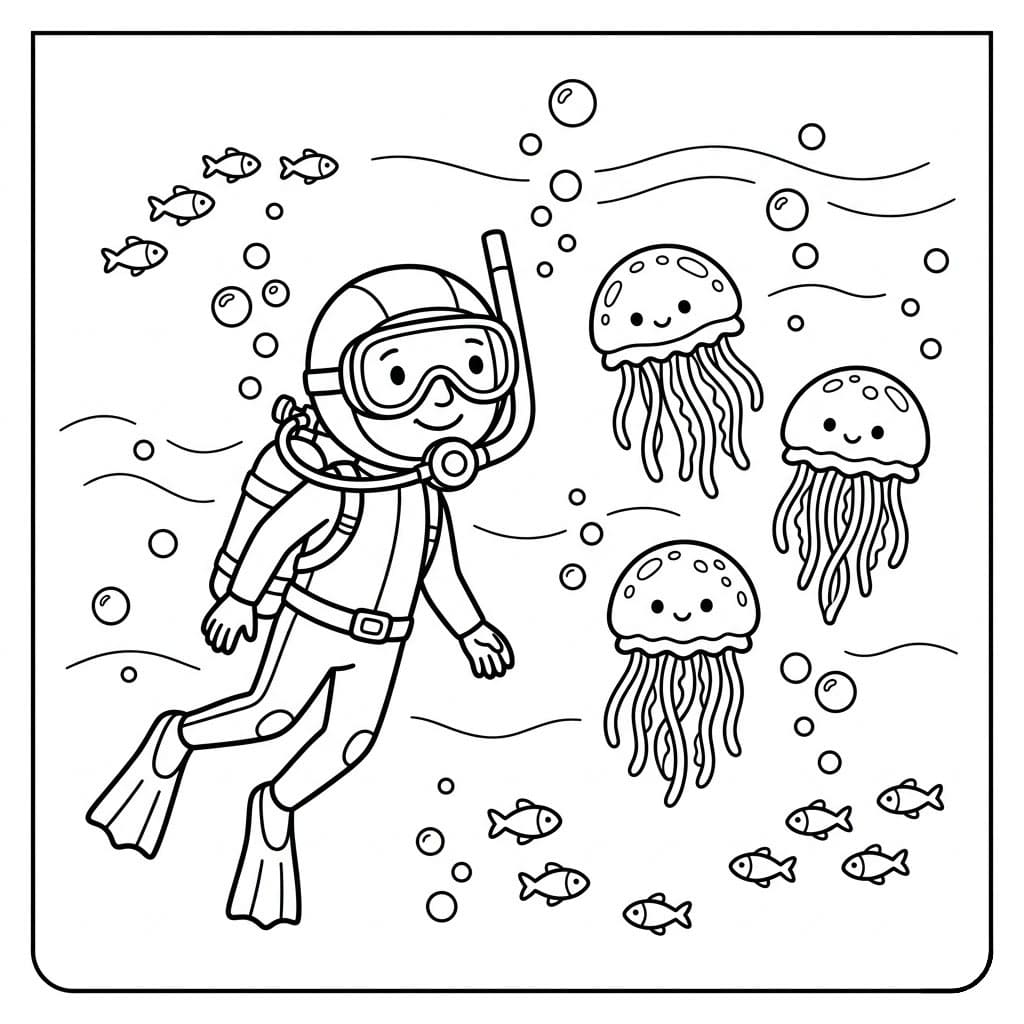 Dykking med maneter fargelegging