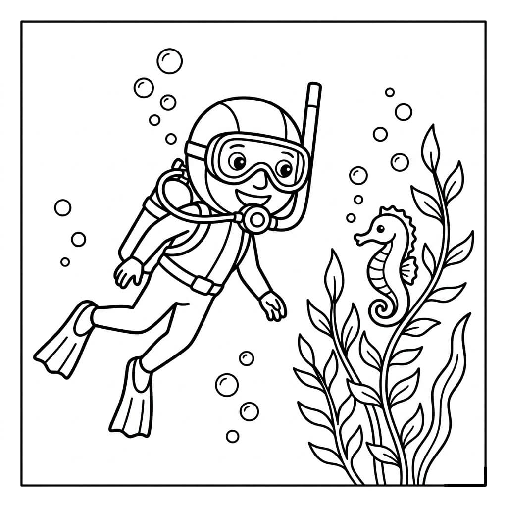 Dykking med sjøhest fargelegging