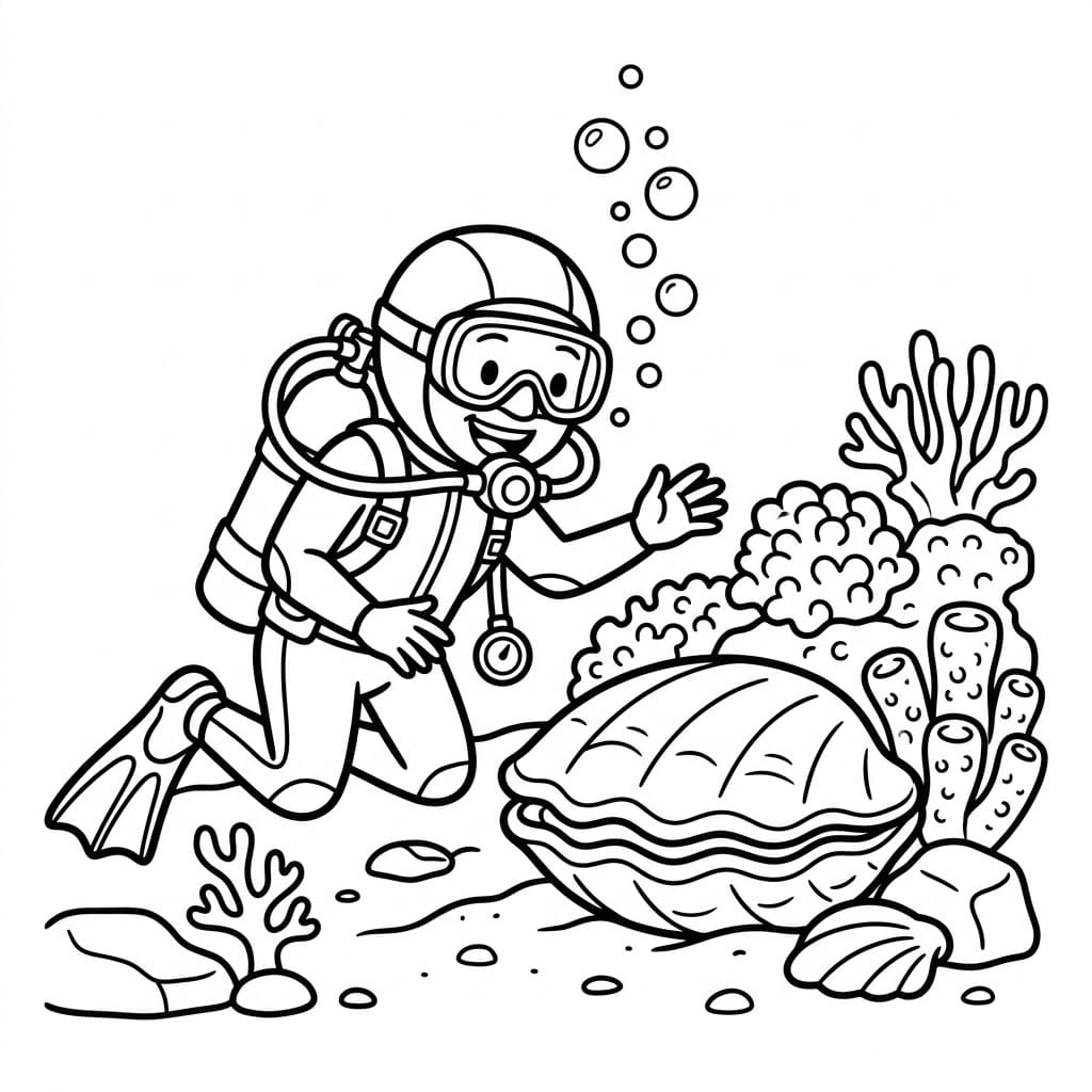 Dykking med stor musling fargelegging