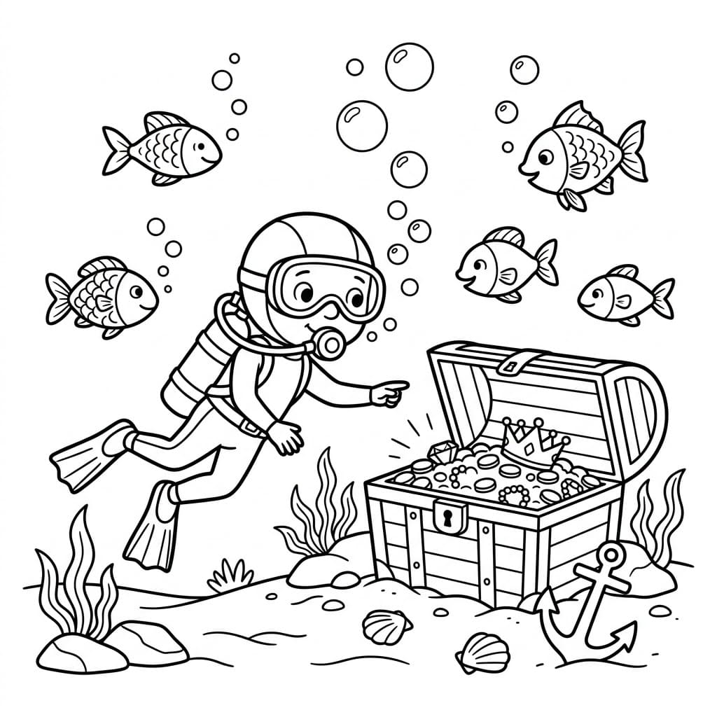 Dykking skattejakt fargelegging