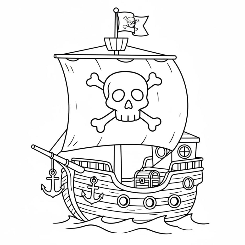 Enkelt Piratskip fargelegging