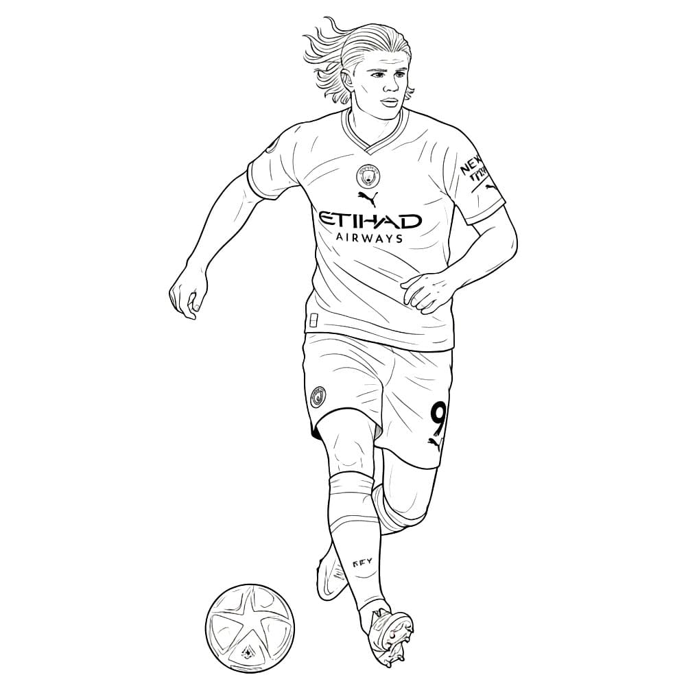 Erling Haaland passerer ballen fargelegging