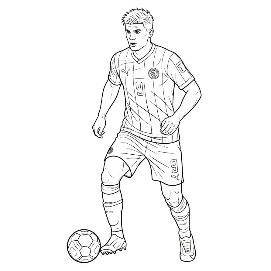 Erling Haaland ser på fargelegging