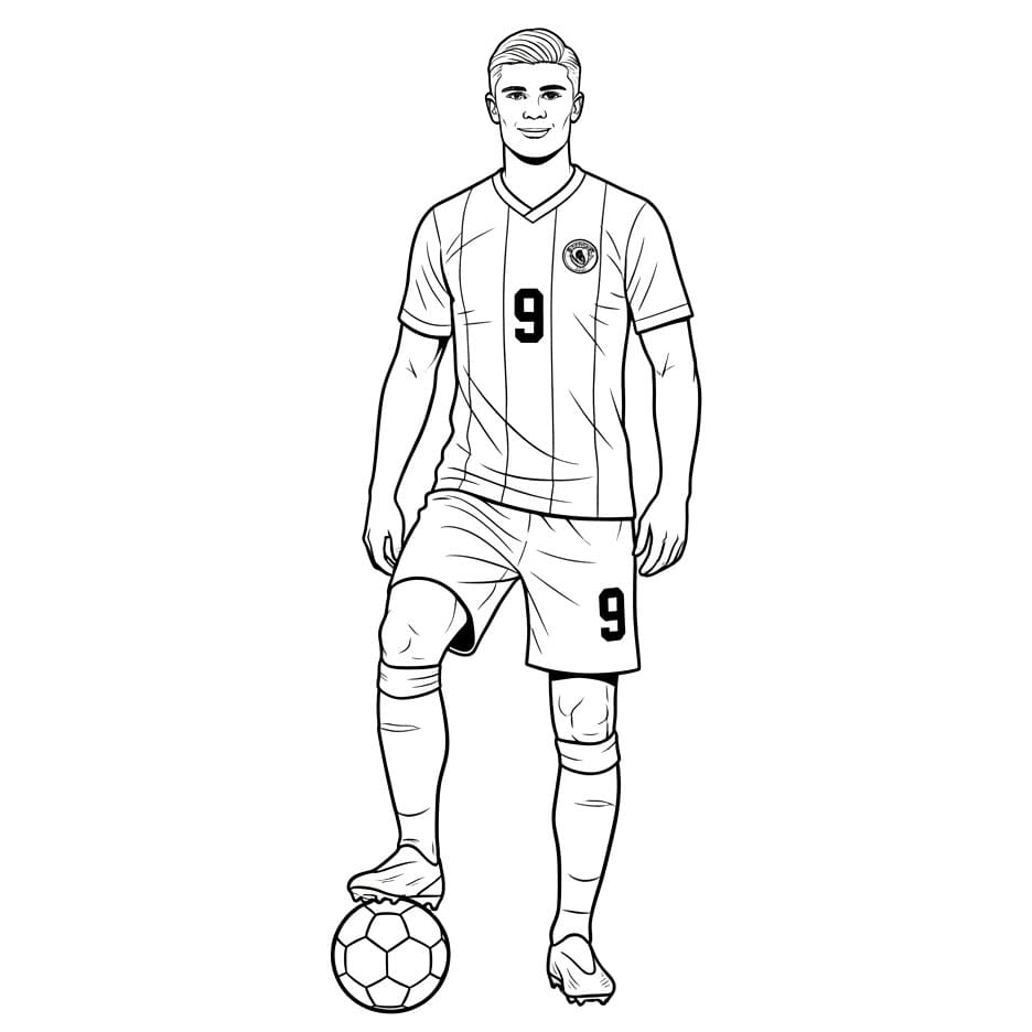 Erling Haaland tråkker på ballen fargelegging