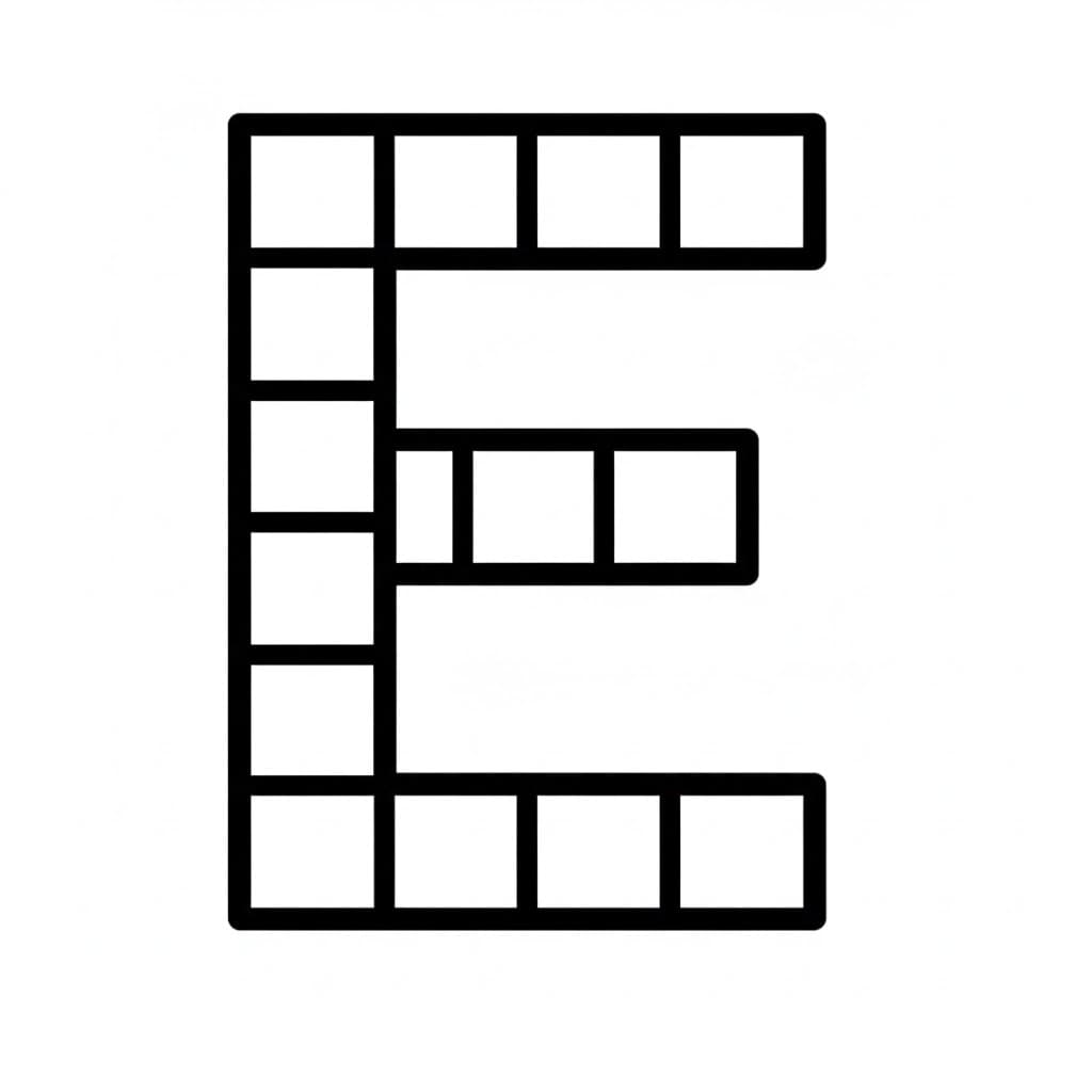 Firkantede bokstaver E fargelegging