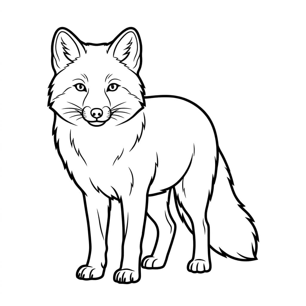 Fjellrev forfra fargelegging