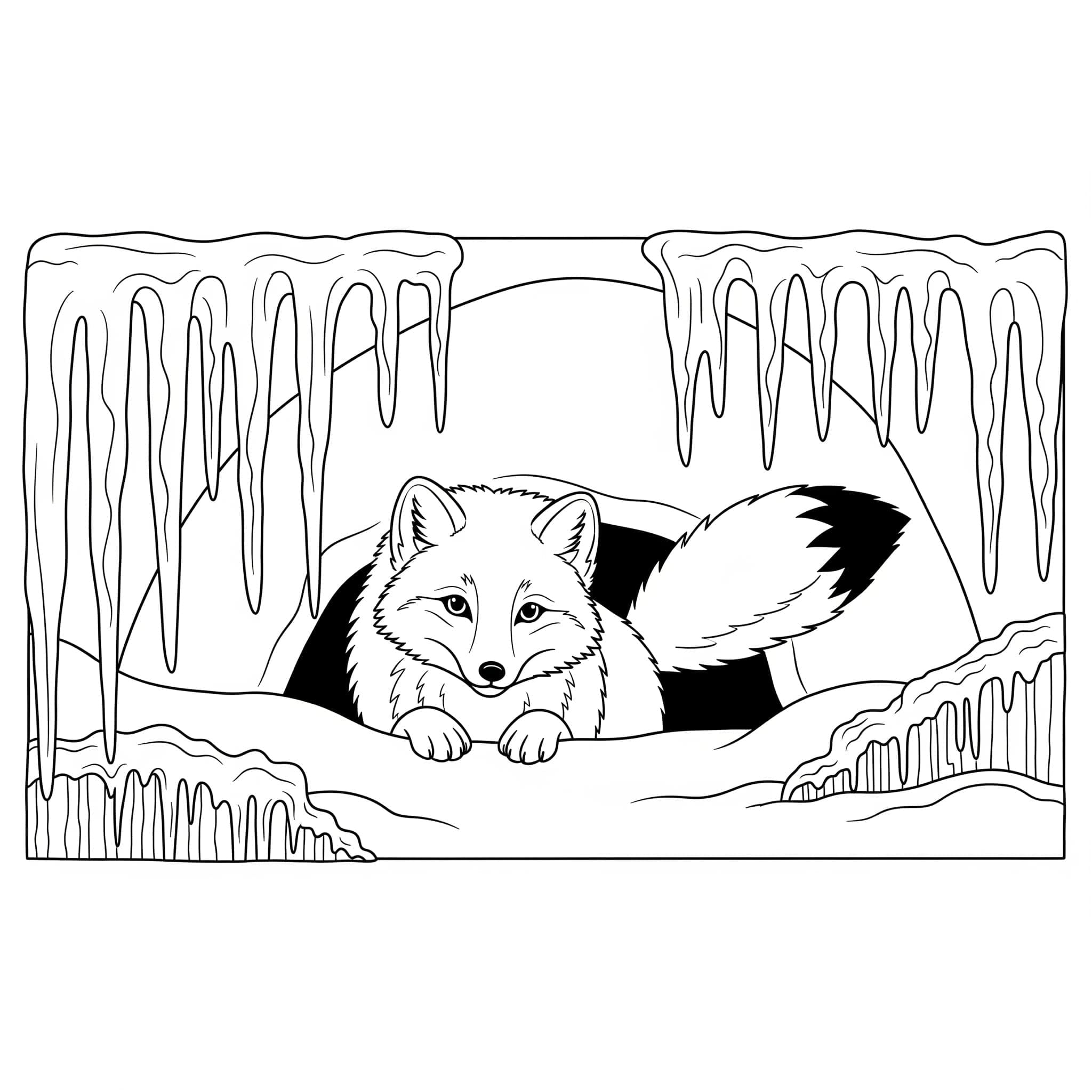 Fjellrev i hulen fargelegging