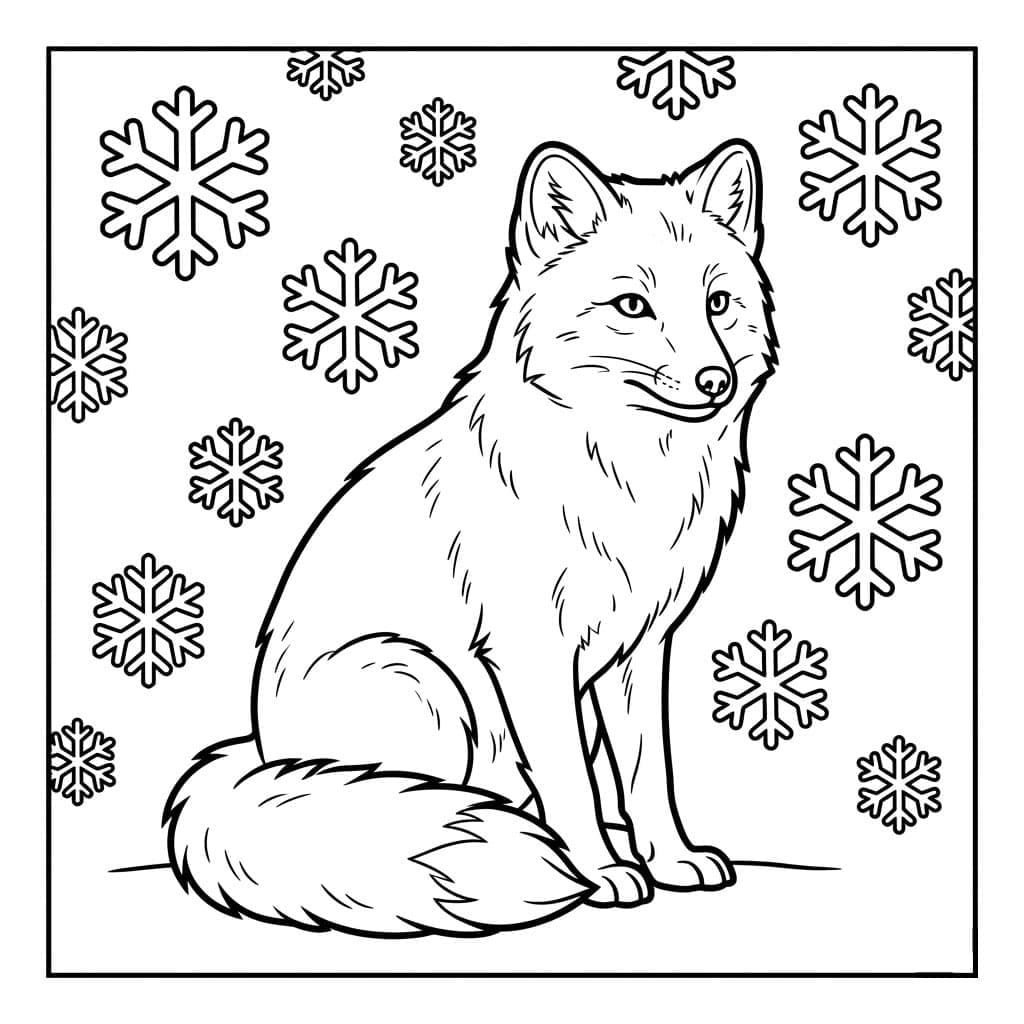 Fjellrev i snøfall fargelegging