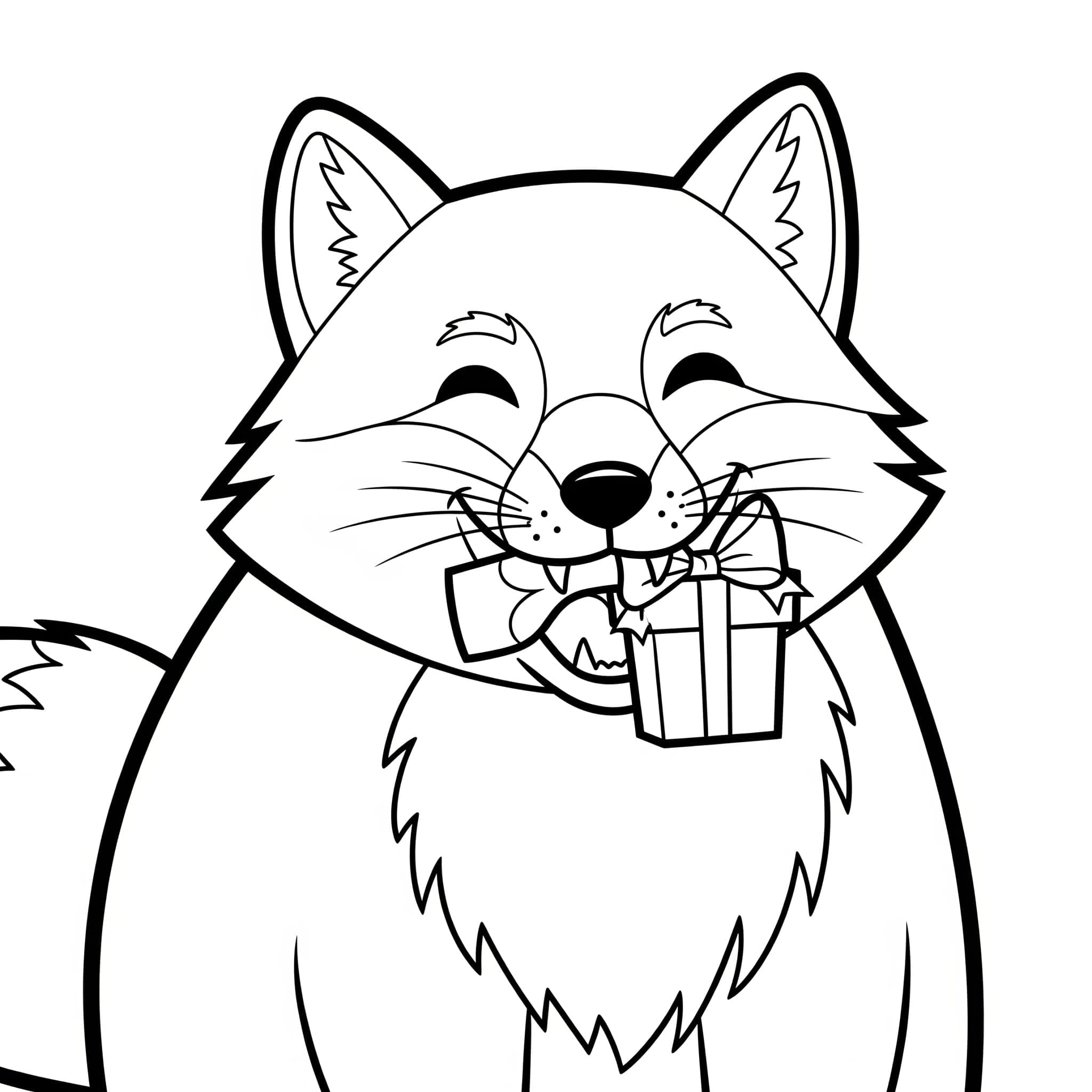 Fjellrev med gave fargelegging