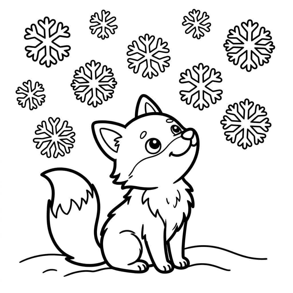 Fjellrev med snøfnugg fargelegging