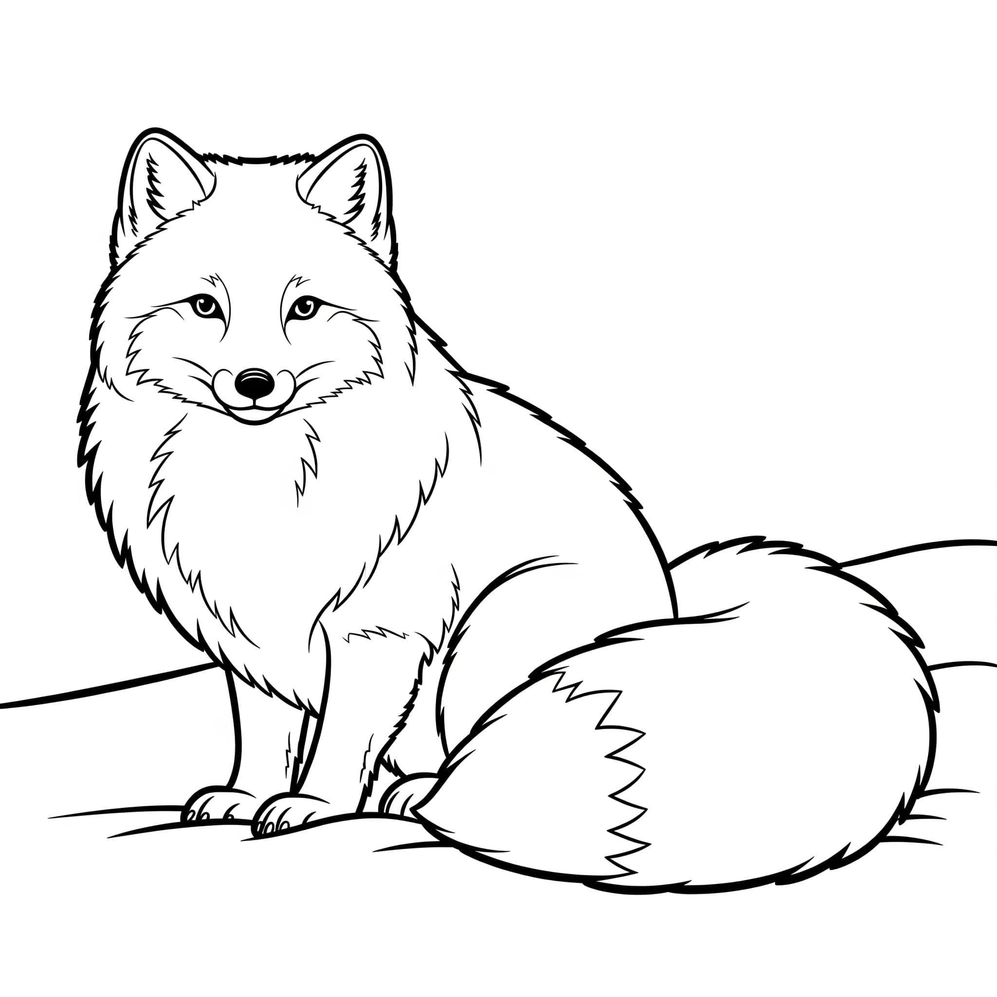 Fjellrev med stor hale fargelegging