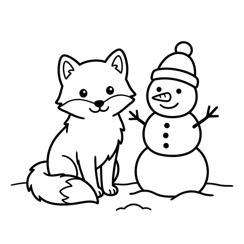 Fjellrev og snømann fargelegging