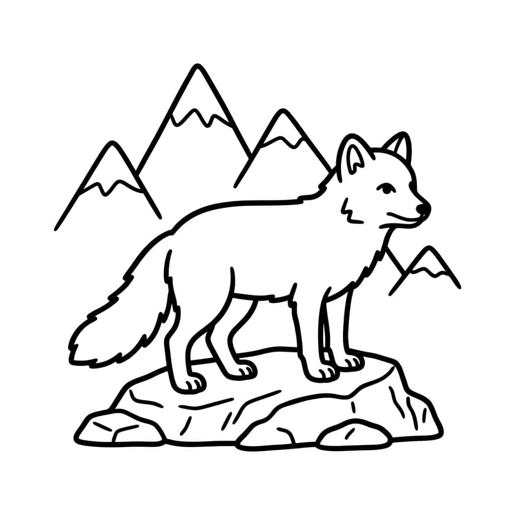 Fjellrev på fjellet fargelegging