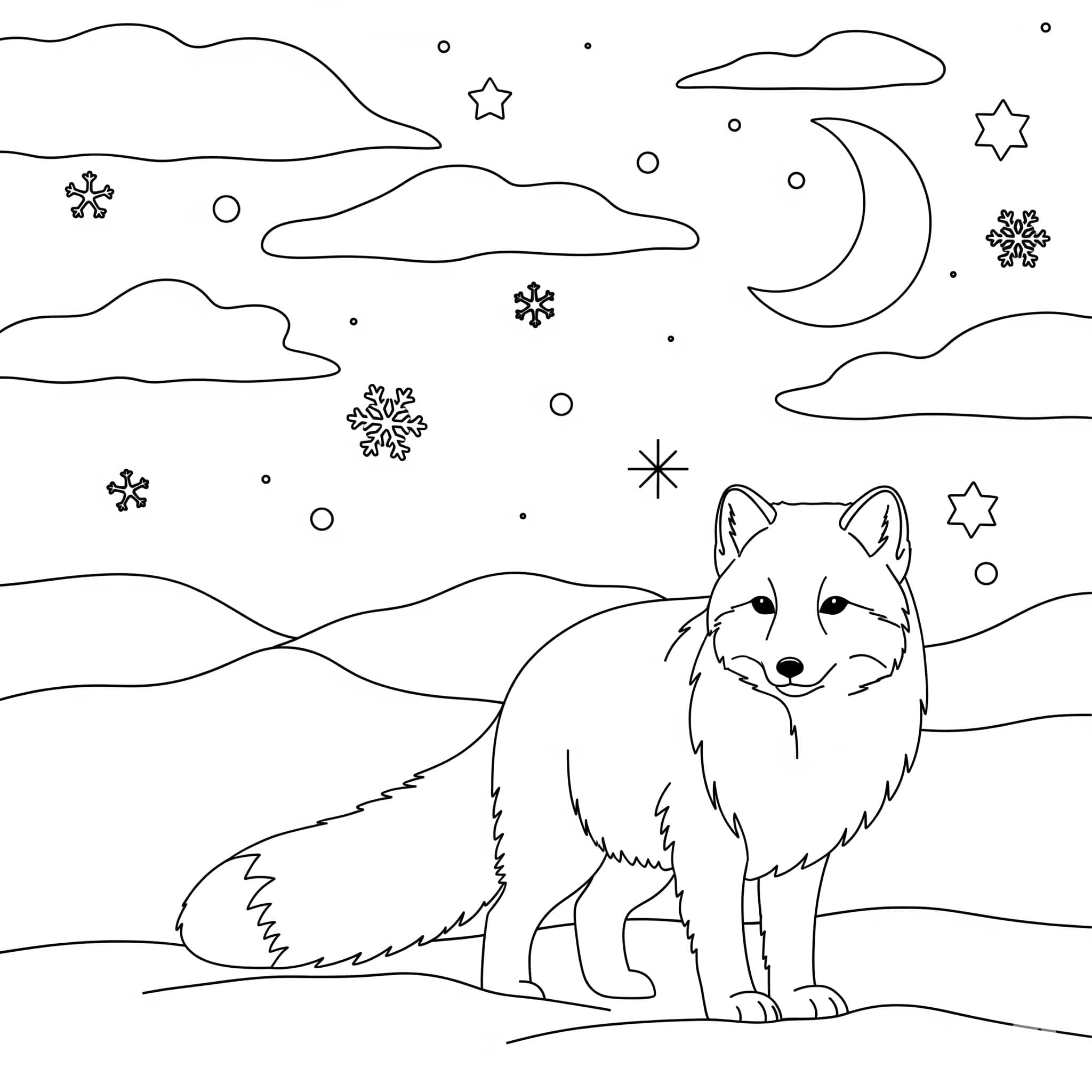 Fjellrev under månen fargelegging