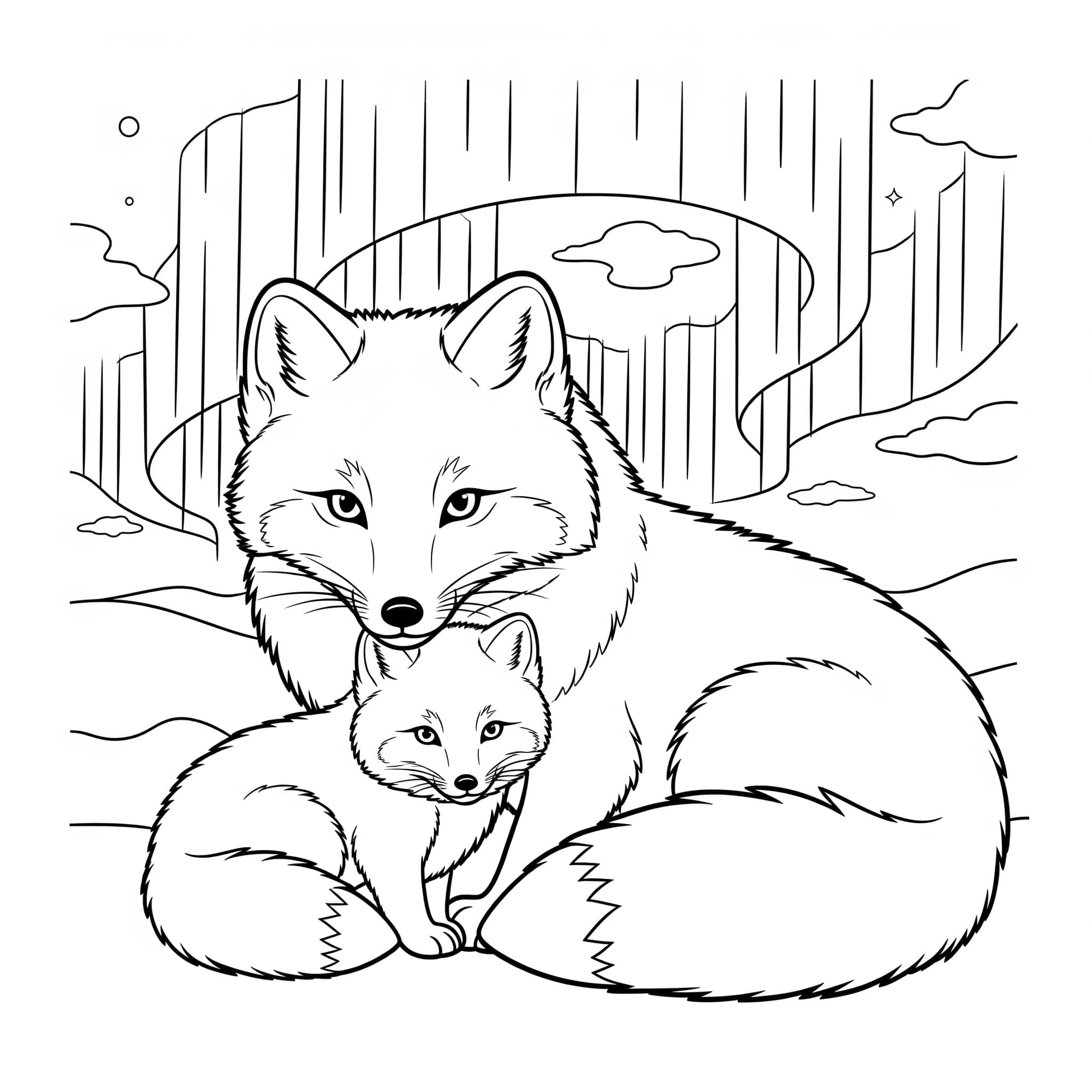 Fjellrevmor og unge fargelegging