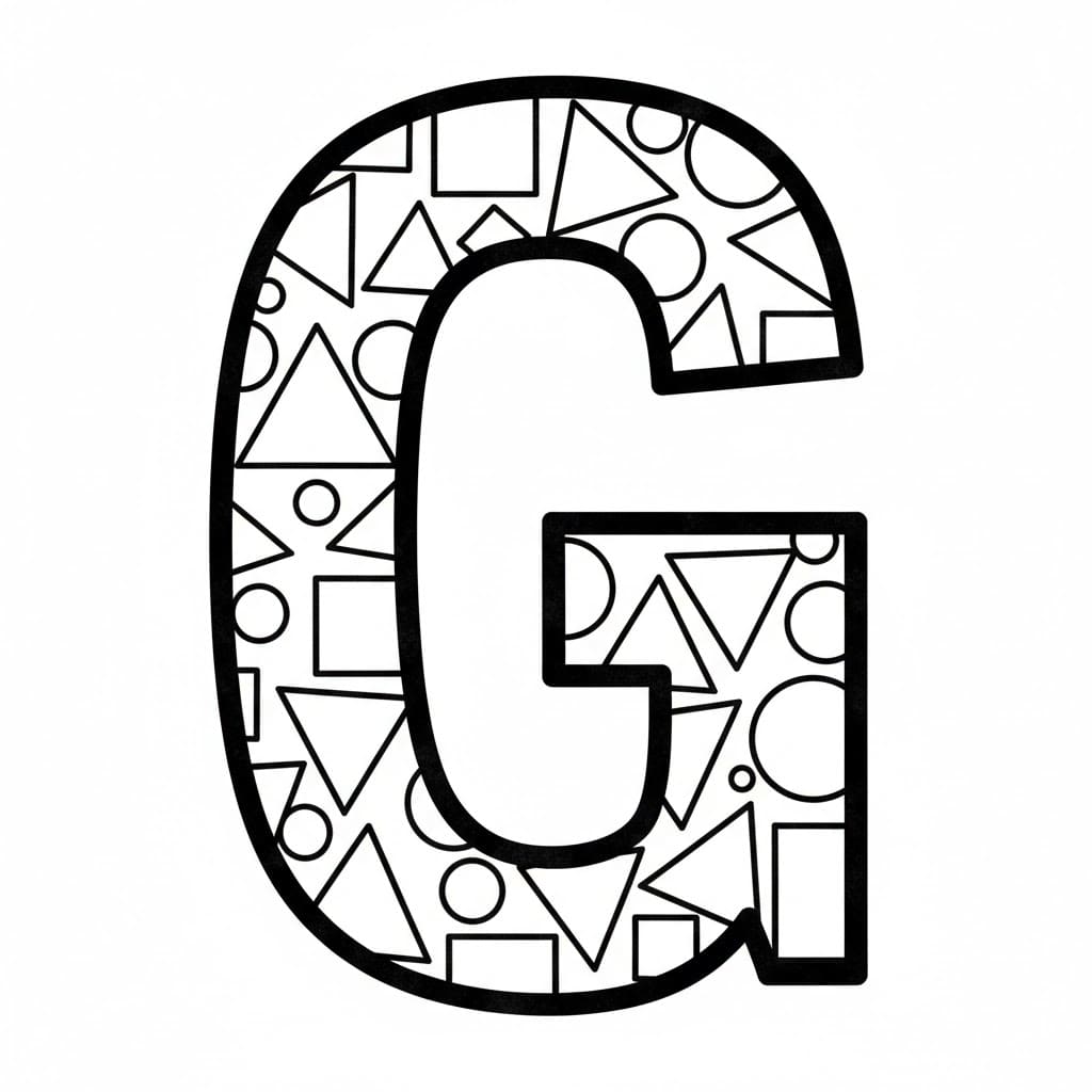 Geometrisk form av bokstaven G fargelegging