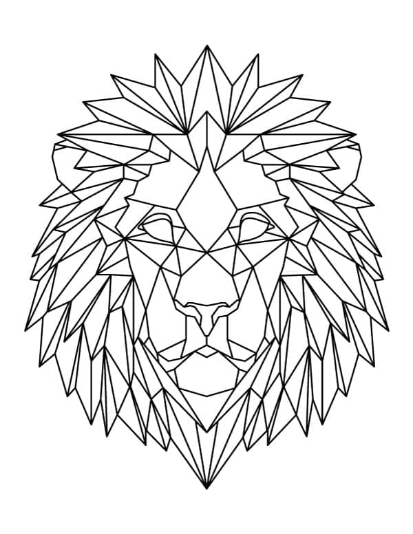 Geometrisk løvemotiv fargelegging