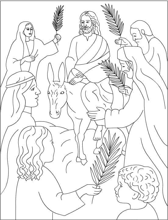 Gratis utskrivbar palmesøndag bilde fargelegging