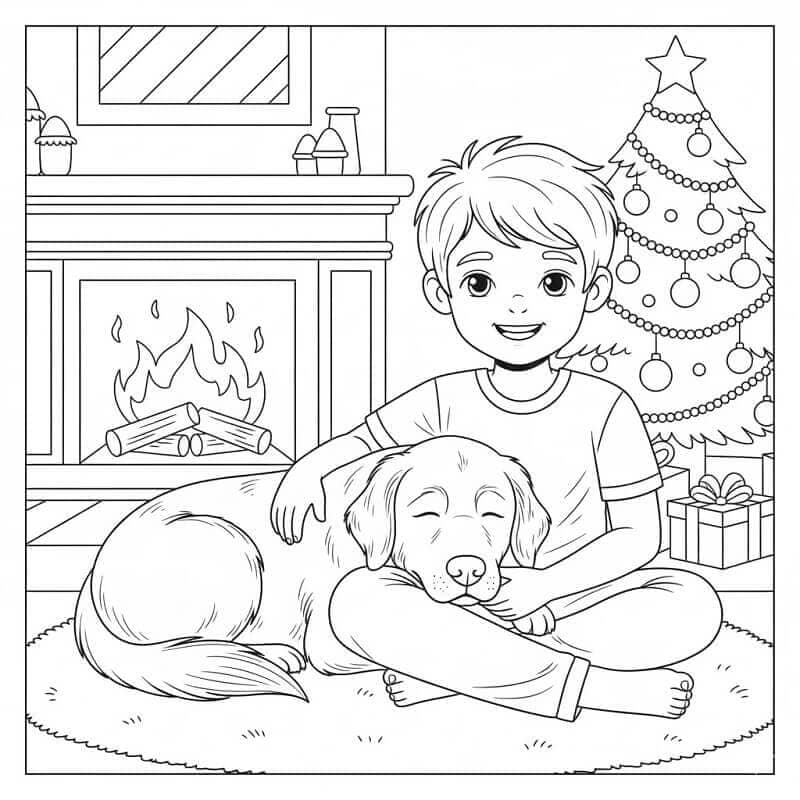 Gutt og Golden Retriever fargelegging