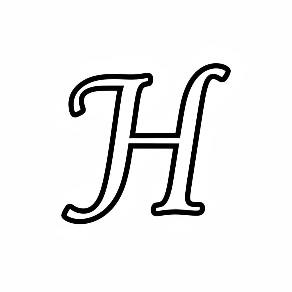 Kalligrafi Bokstaven H fargelegging