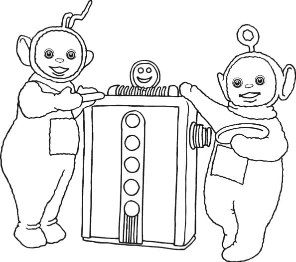 Laa-Laa og Po fra Teletubbiene fargelegging