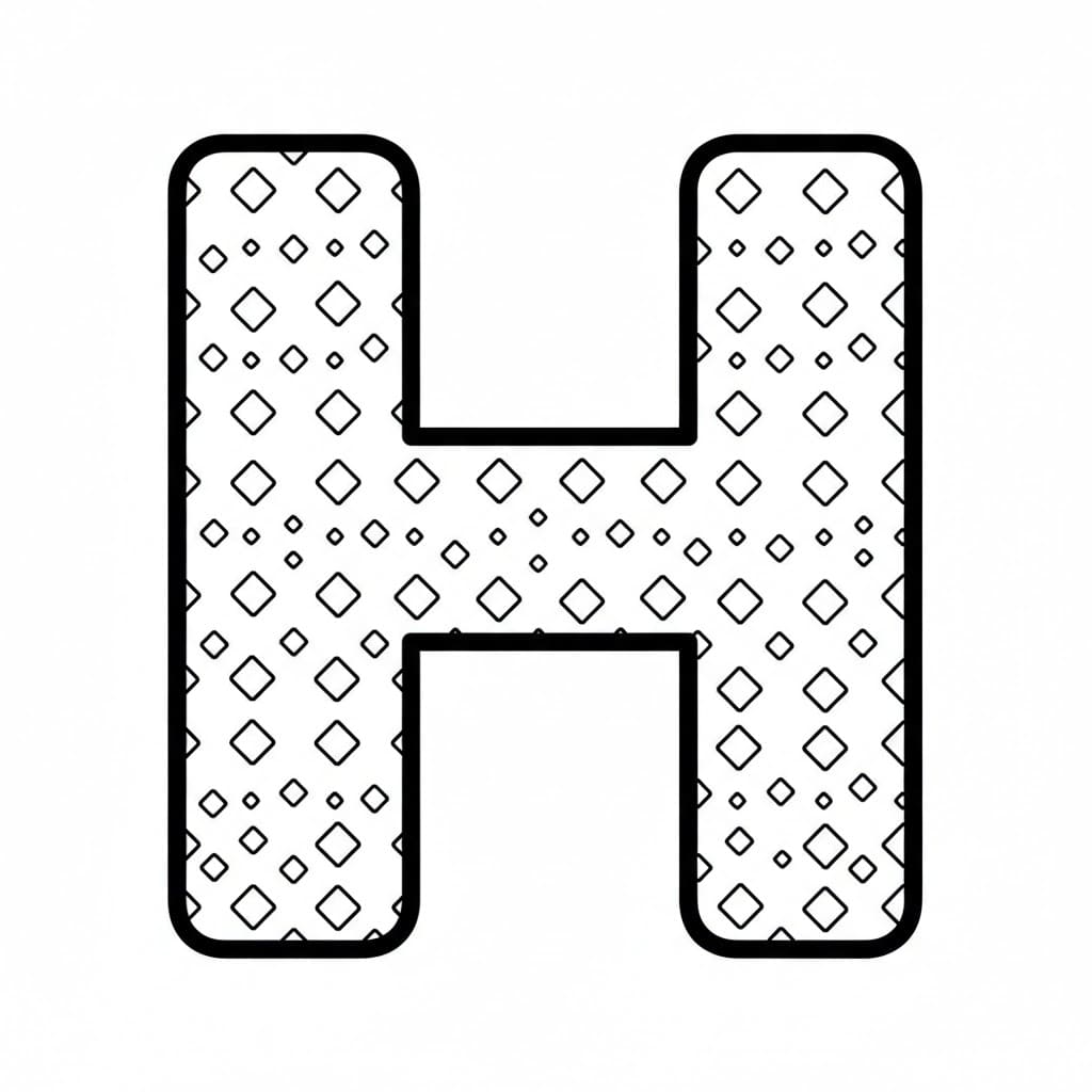 Liten diamantformet bokstav H fargelegging