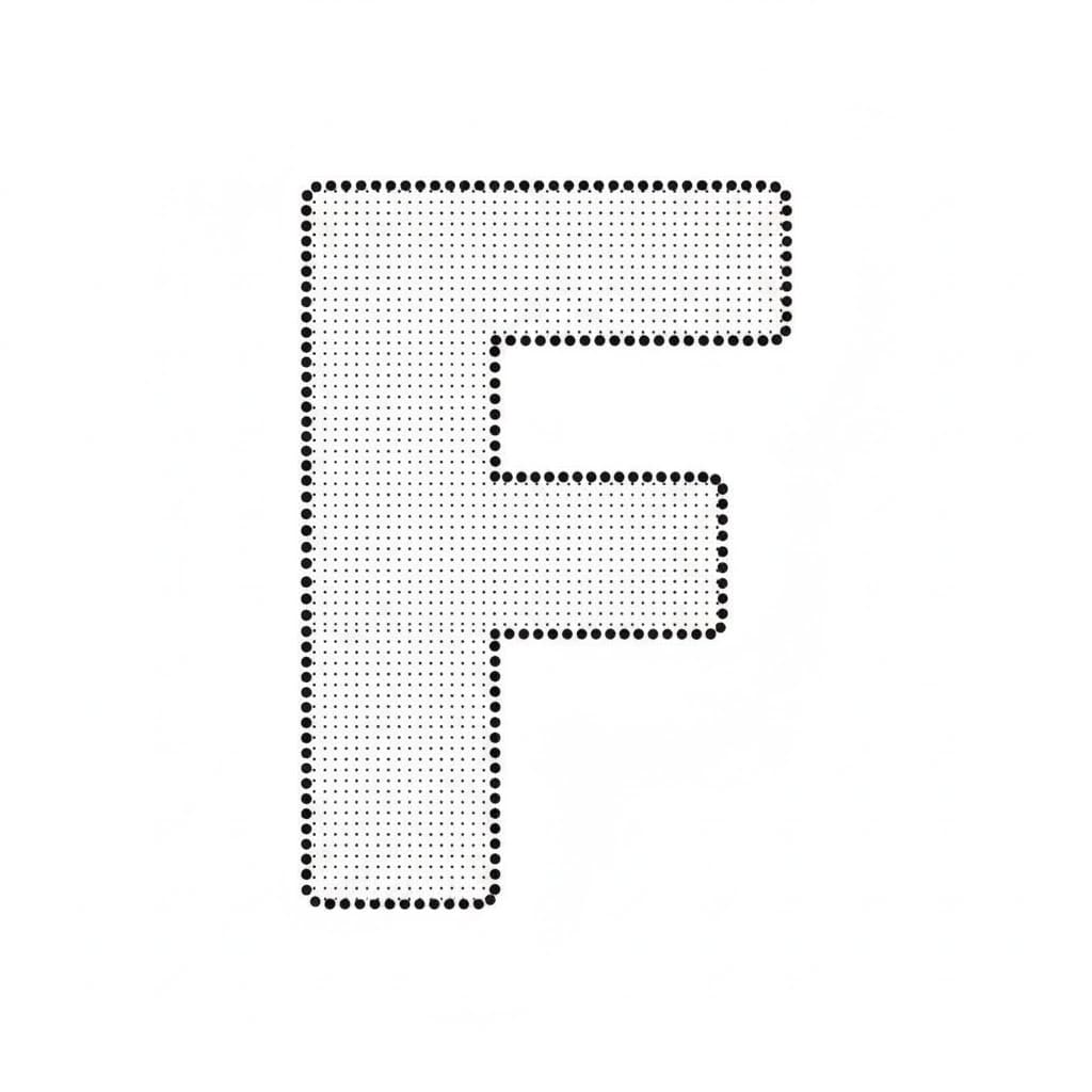Liten prikkmønster bokstav F fargelegging